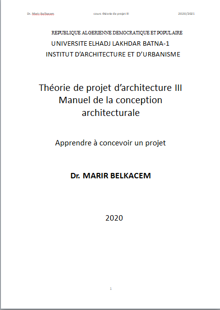 Théorie de projet d’architecture III Manuel de la conception architecturale